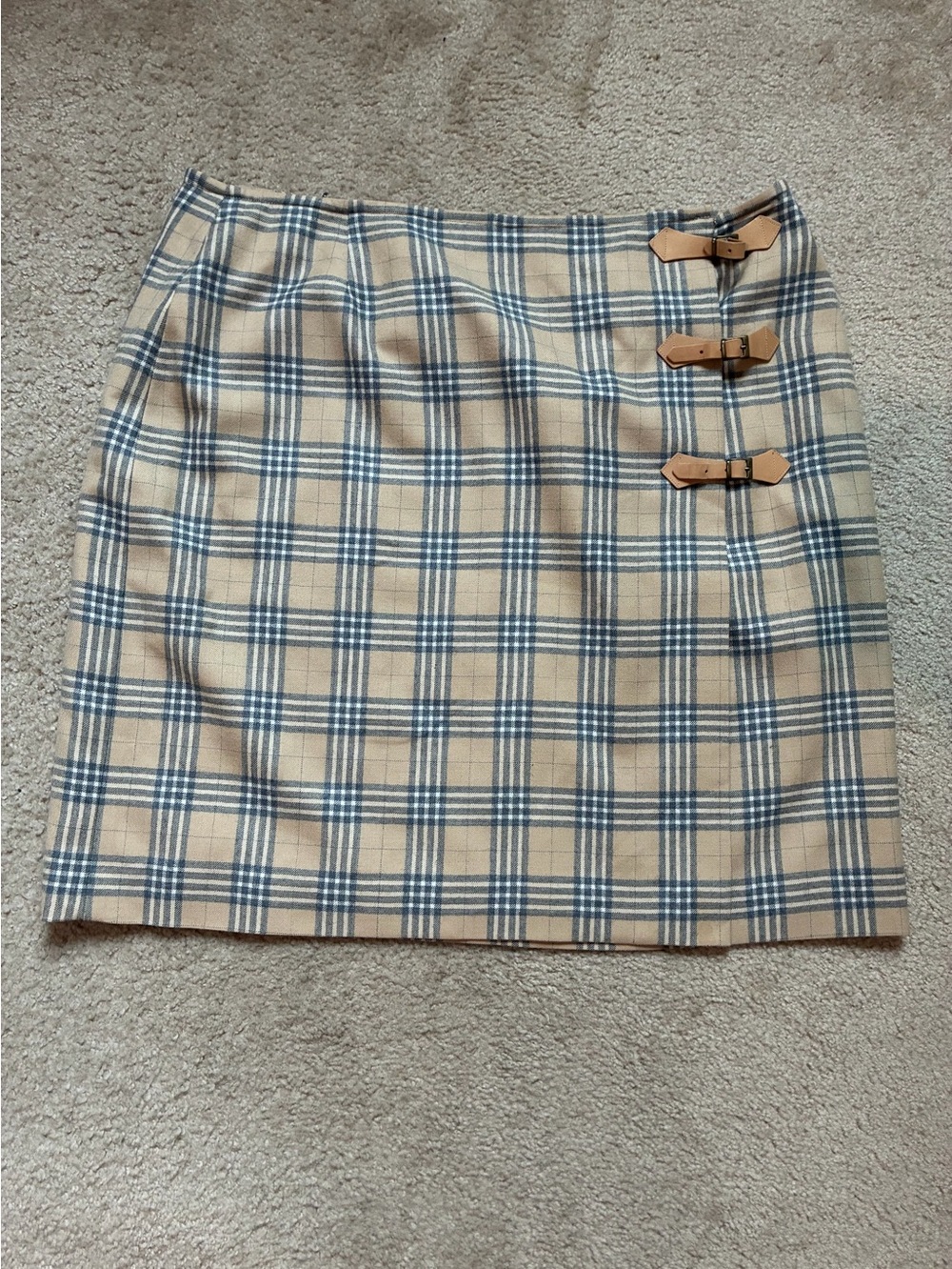 VTG Rena Rowan Plaid Wool Skirt Tan Black Plus Size 22W